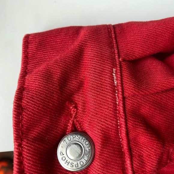 Topshop MOTO Boxy Red Denim Jacket - Picture 5 of 8